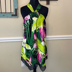 Worthington Floral Halter Neck Top - Green and Purple